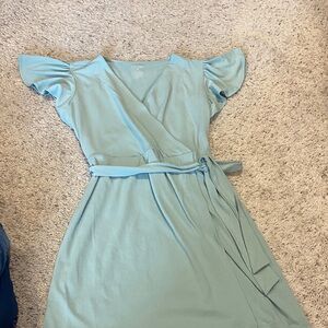 Elegant green Wrap Dress